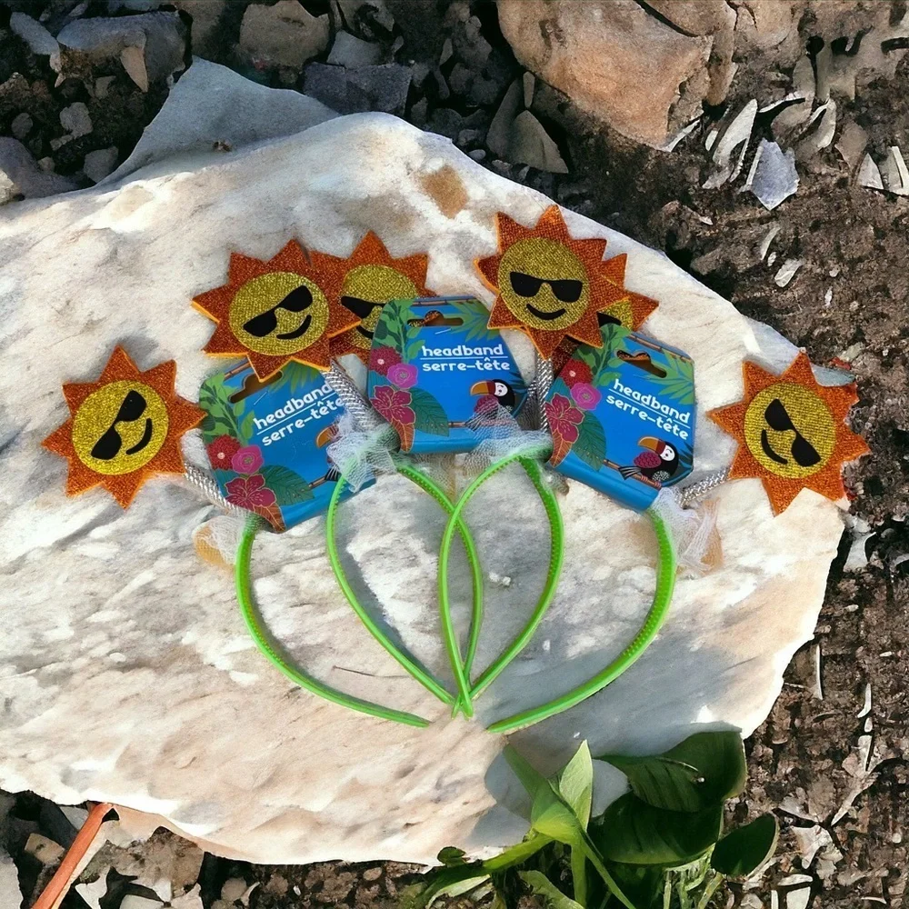 🌟 Brand New Sunshine Headband Trio - Fun & Sparkly! 🌟 Set of 3 NWT Headbands
